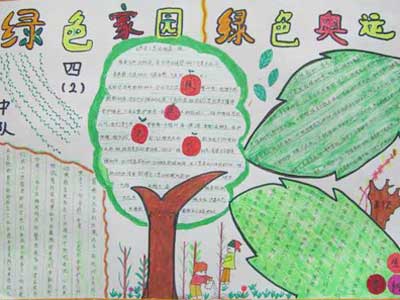 小学生植树节手抄报版面设计:绿色家园
